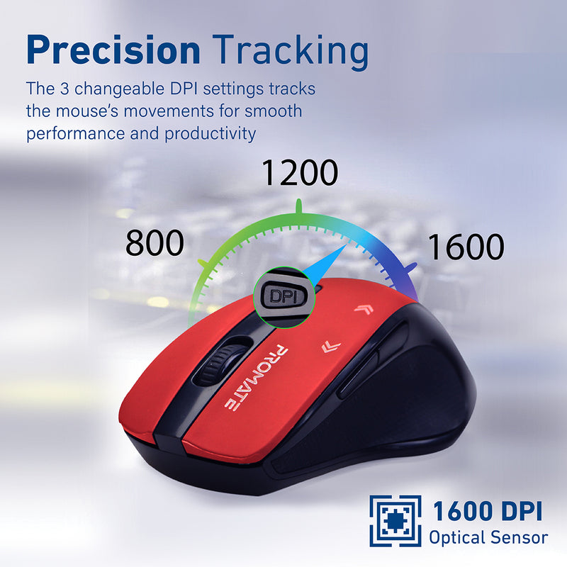 Promate Technologies - EZGrip™ Ergonomic Wireless Mouse