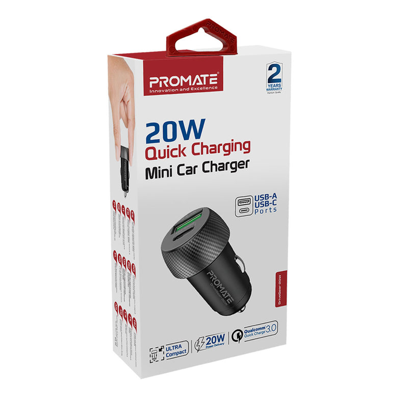 Promate Technologies - 20W Quick Charging Mini Car Charger