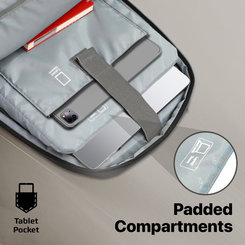 Promate Technologies -  Heavy Duty Lightweight Backpack for 15.6” Laptops with Compartments