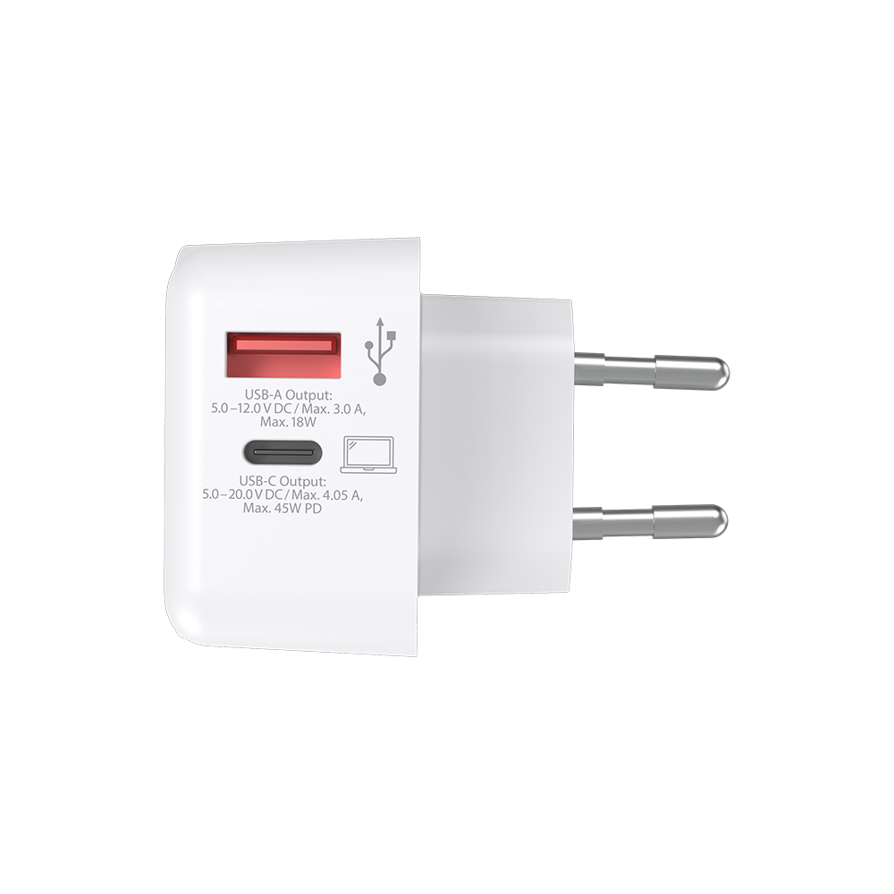 Euro USB Charger AC45PD with USB C cable