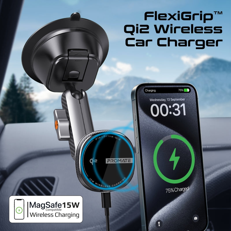 Promate Technologies - FlexiGrip™ 15W MagSafe Compatible Qi2 Wireless Charger