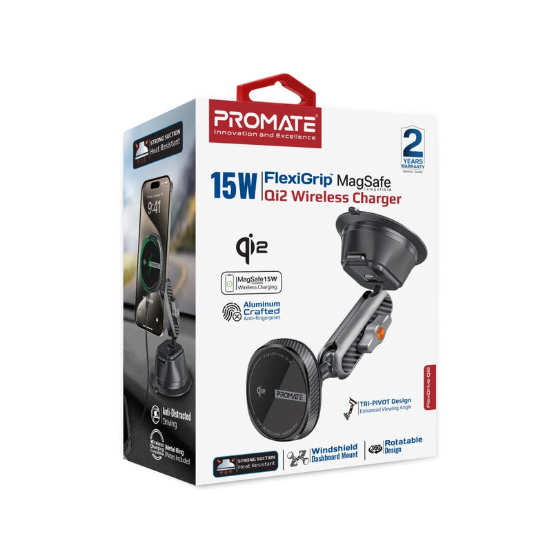 Promate Technologies - FlexiGrip™ 15W MagSafe Compatible Qi2 Wireless Charger