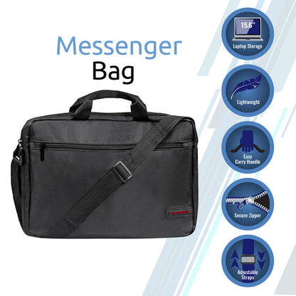 Promate Technologies -  Premium Lightweight Messenger Bag for Laptops up to 15.6” with Front Storage Zipper