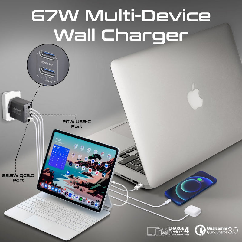 Promate Technologies -  67W Power Delivery GaNFast™ Charger with Quick Charge 3.0