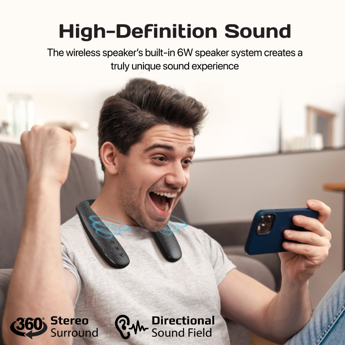Dynamic Stereo Wearable Neckband Wireless Speaker