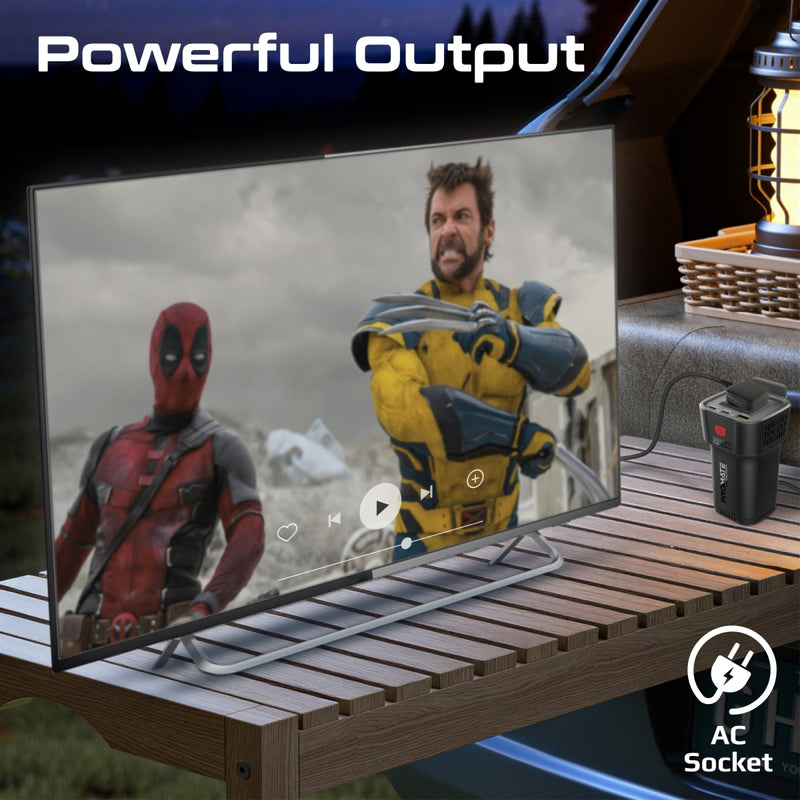 Promate Technologies - Multi-Port DC to AC Power Inverter with 150W AC Socket