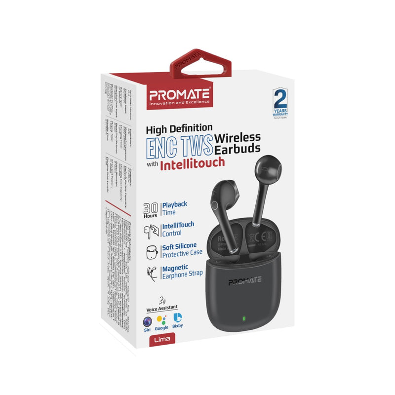 Promate Technologies - High Definition ENC TWS Wireless Earbuds with IntelliTouch