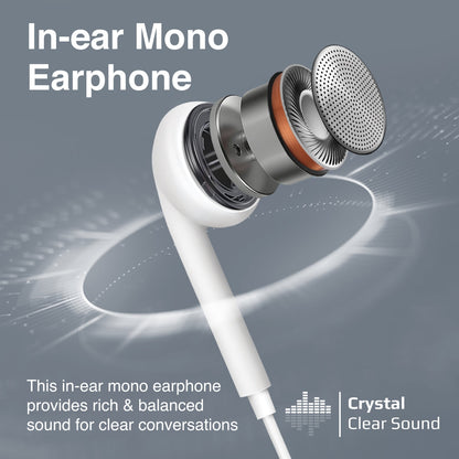 Ergonomic In-Ear USB-C Wired Mono Earphone