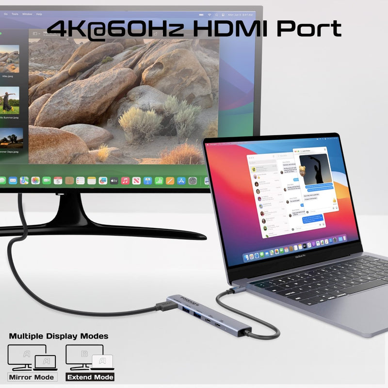 Promate Technologies - 4K@60Hz Multi-function High-Speed USB-C Hub with 100W Power Delivery