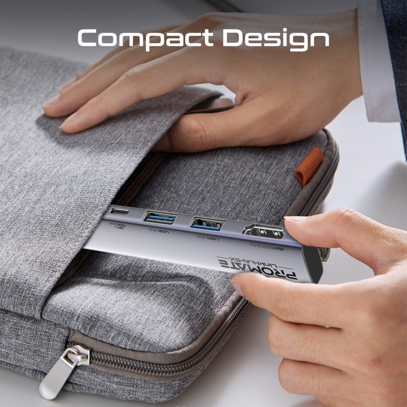 Promate Technologies - 4K@60Hz Multi-function High-Speed USB-C Hub with 100W Power Delivery