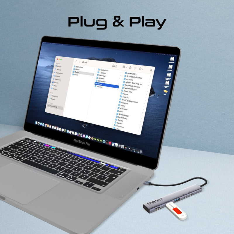 Promate Technologies - 4K@60Hz Multi-function High-Speed USB-C Hub with 100W Power Delivery