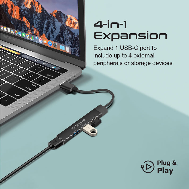 Promate Technologies - 4-in-1 Multi-Port USB-C Data Hub