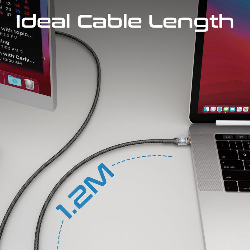 Promate Technologies - High Tensile Transparent 100W Power Delivery USB-C Cable with LED Light