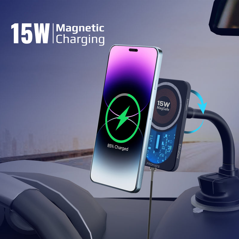 Promate Technologies - 15W MagSafe Transparent Car Wireless Charger