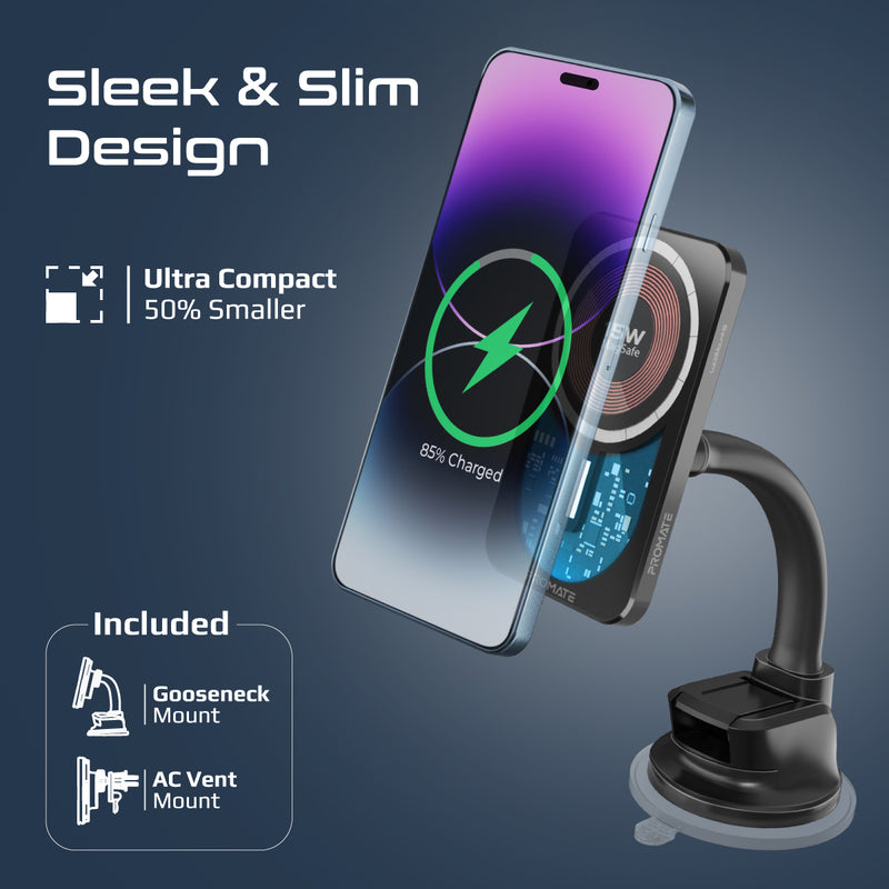 Promate Technologies - 15W MagSafe Transparent Car Wireless Charger
