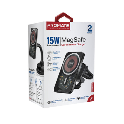 Promate Technologies - 15W MagSafe Transparent Car Wireless Charger
