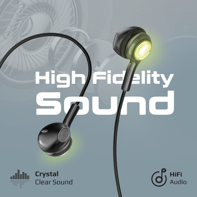 Promate Technologies - LumiSound™ Transparent Stereo USB-C Wired RGB Earphones