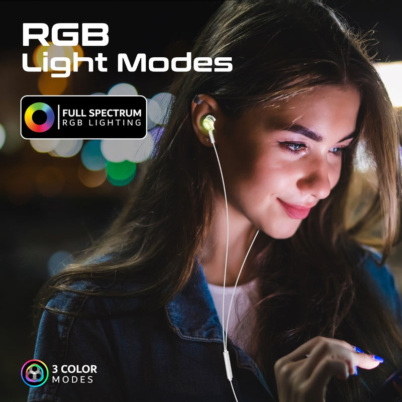 Promate Technologies - LumiSound™ Transparent Stereo USB-C Wired RGB Earphones