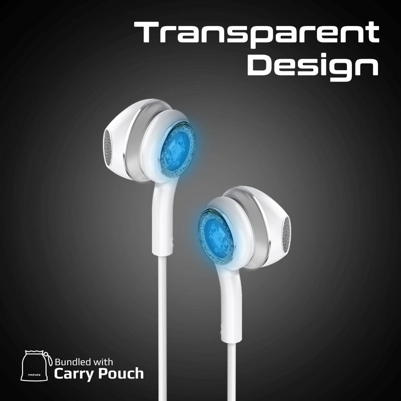 Promate Technologies - LumiSound™ Transparent Stereo USB-C Wired RGB Earphones