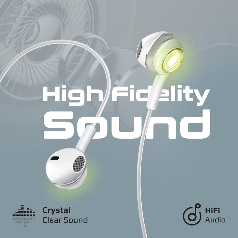 Promate Technologies - LumiSound™ Transparent Stereo USB-C Wired RGB Earphones