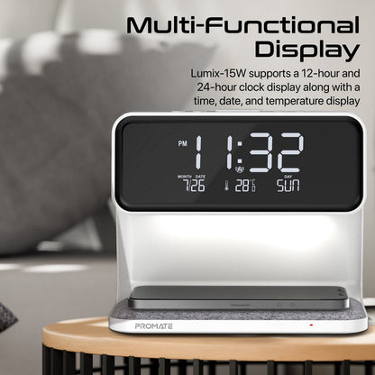 Multi-Function LED Alarm Clock with 15W Wireless Charger