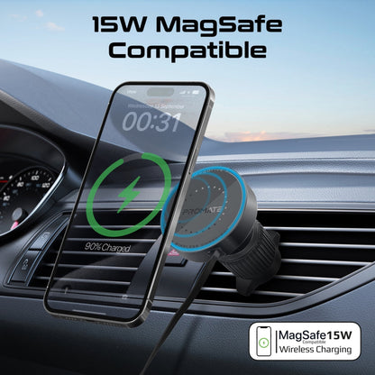 Promate Technologies - 15W MagSafe Compatible Car Wireless Charger with Retractable Cable