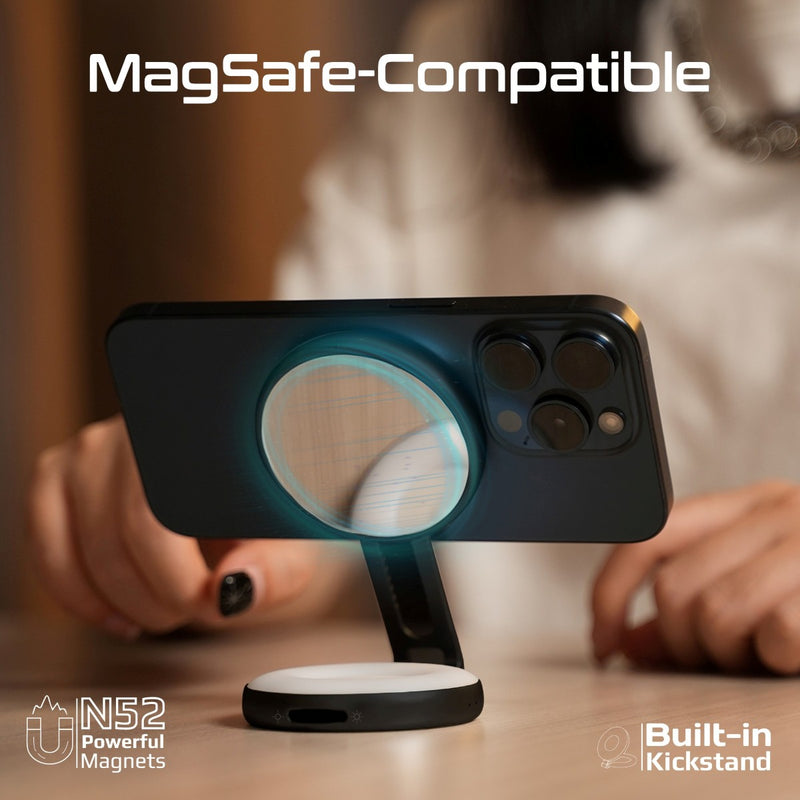 Promate Technologies - 360° Rotatable Ultra-Slim MagSafe Compatible Rechargeable LED Ring Lig