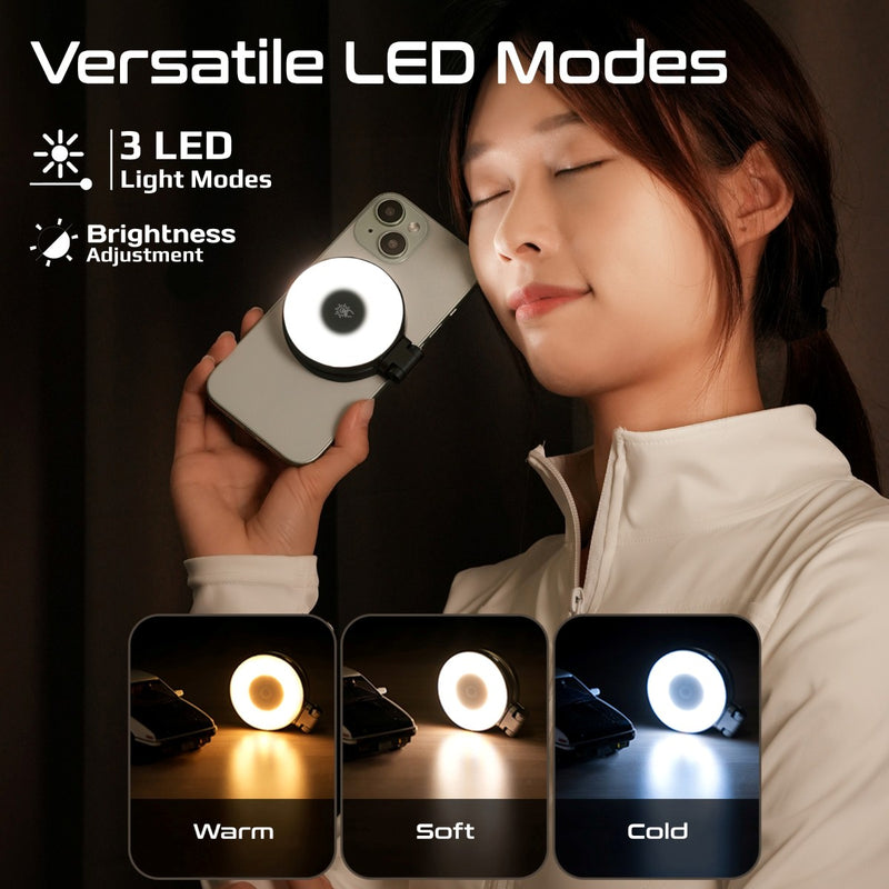 Promate Technologies - 360° Rotatable Ultra-Slim MagSafe Compatible Rechargeable LED Ring Lig