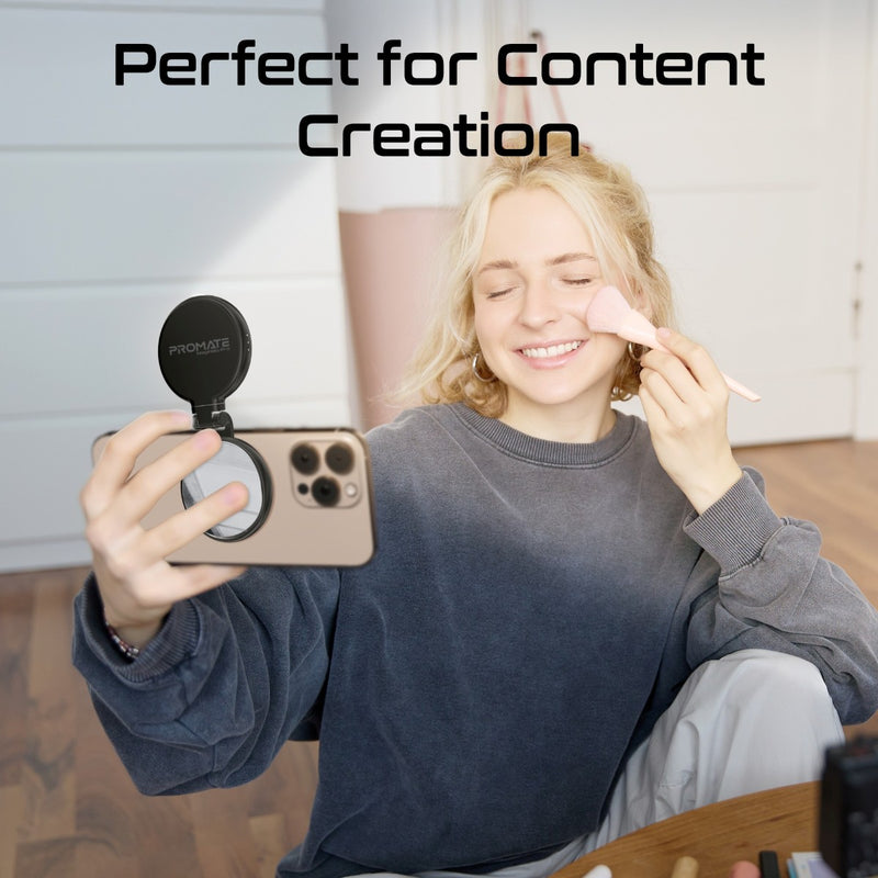 Promate Technologies - 360° Rotatable Ultra-Slim MagSafe Compatible Rechargeable LED Ring Lig