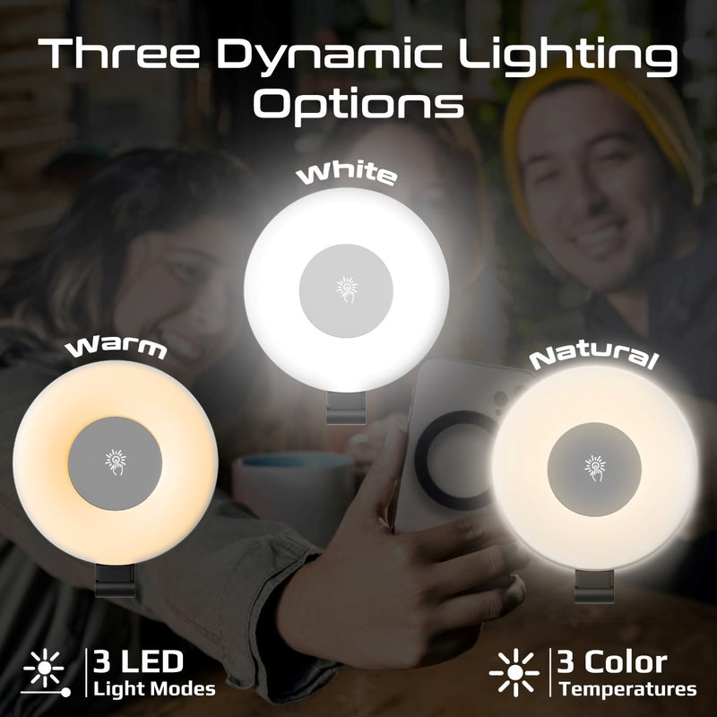 Promate Technologies - Ultra-Slim MagSafe Compatible Rechargeable LED Ring Light