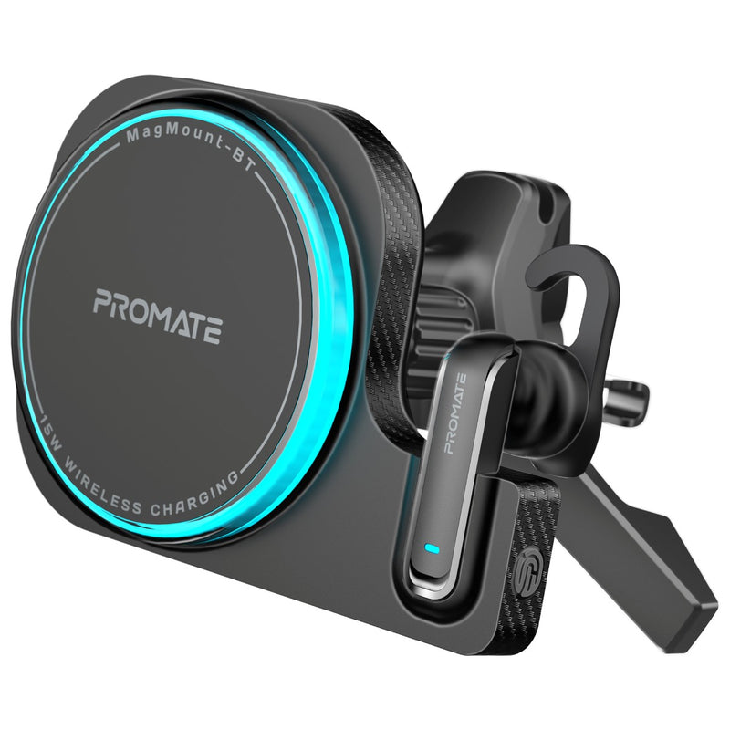 Promate Technologies - 2-in-1 MagSafe Compatible 15W Wireless Car Charger with Built-in Wirel