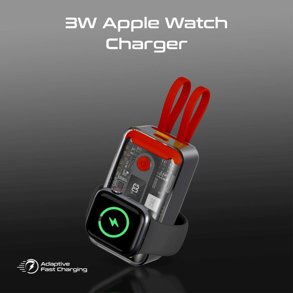 35W Transparent Smartphone and Apple Watch Charging Power Bank with USB-C & Lightning Cable