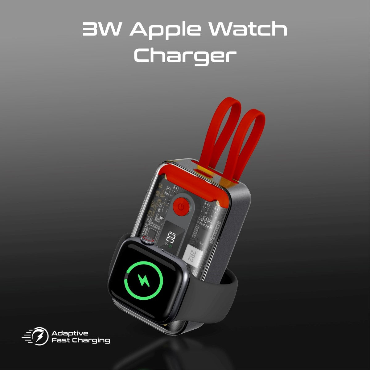 35W Transparent Smartphone and Apple Watch Charging Power Bank with USB-C & Lightning Cable