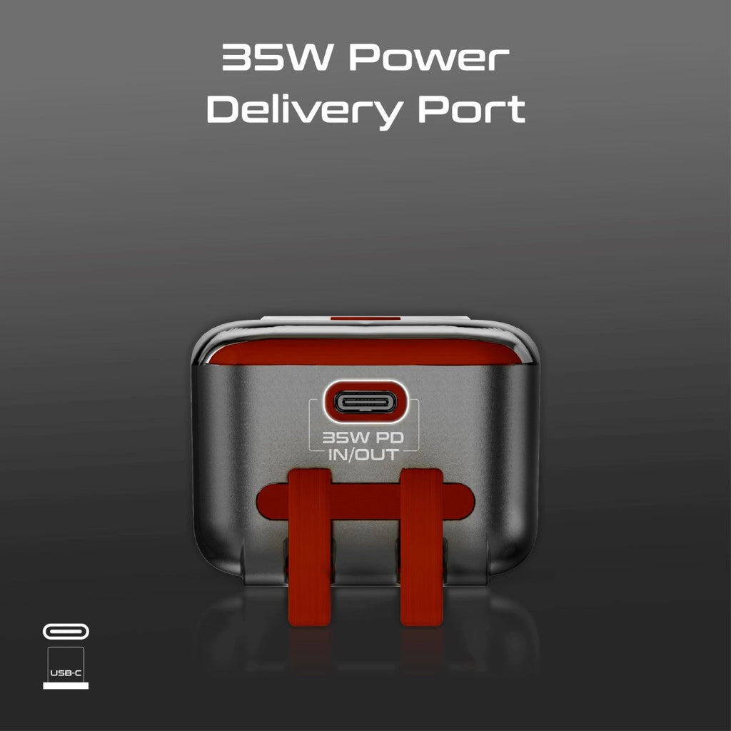 35W Transparent Smartphone and Apple Watch Charging Power Bank with USB-C & Lightning Cable