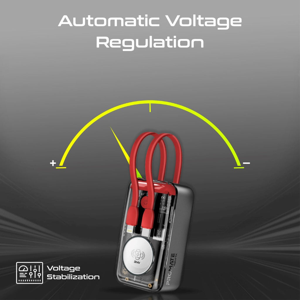35W Transparent Smartphone and Apple Watch Charging Power Bank with USB-C & Lightning Cable