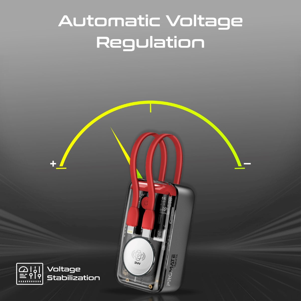 35W Transparent Smartphone and Apple Watch Charging Power Bank with USB-C & Lightning Cable