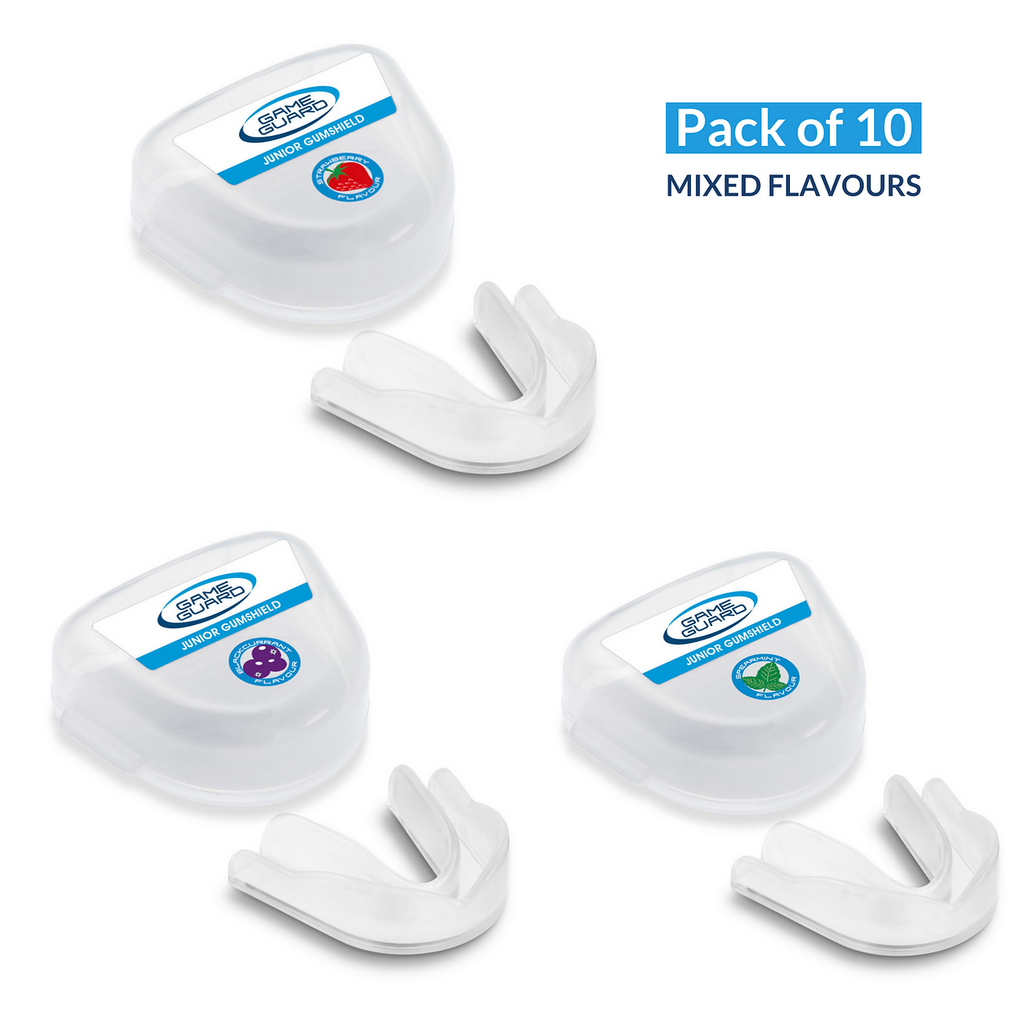 Pack of 10 - Junior Game Guard Gumshields - Mixed Flavours - Clear