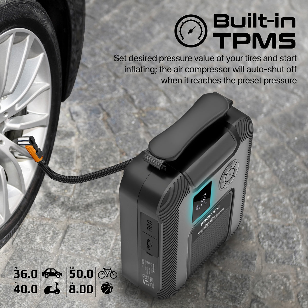 1200A/12V Heavy Duty Car Jump Starter with 150PSI Air Compressor & Power Bank