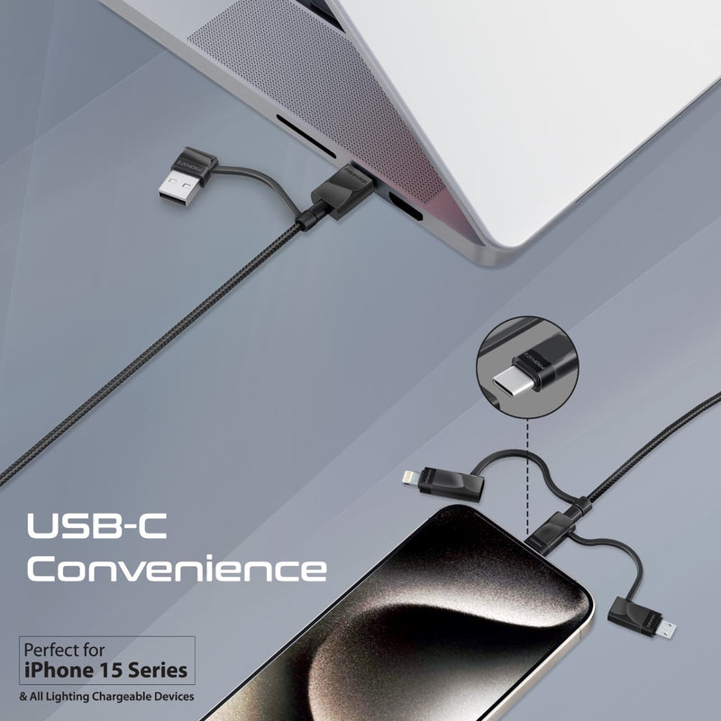 Promate Technologies - 6-in-1 Hybrid Multi-Connector cable for Charging & Data Transfer