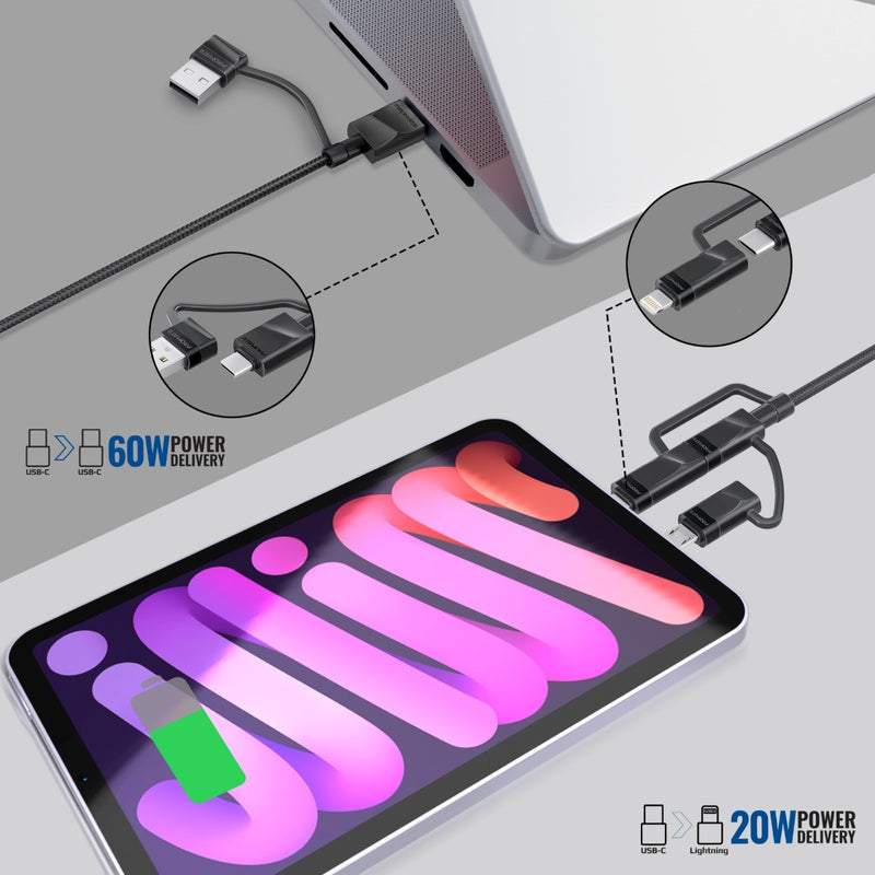 Promate Technologies - 6-in-1 Hybrid Multi-Connector cable for Charging & Data Transfer