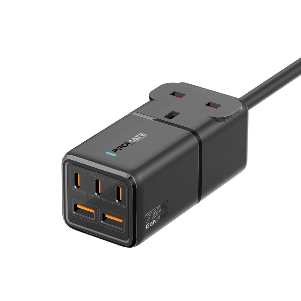 75W GaNFast Multi-Port Power Strip with AC Socket