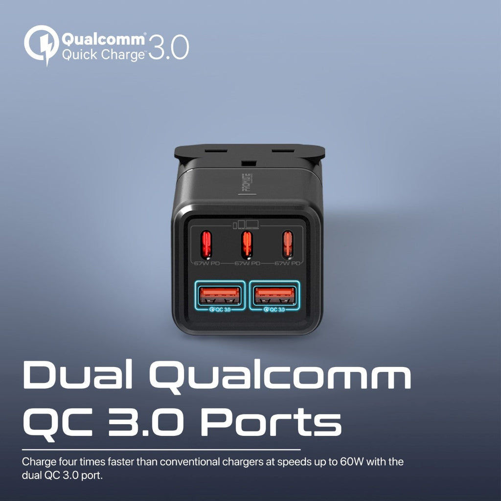 75W GaNFast Multi-Port Power Strip with AC Socket