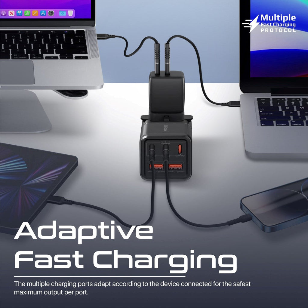 75W GaNFast Multi-Port Power Strip with AC Socket