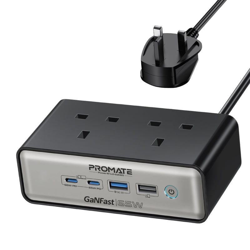 Promate Technologies -  65W Power Delivery GaNFast™ Charging Station with 3250W Dual AC Socket