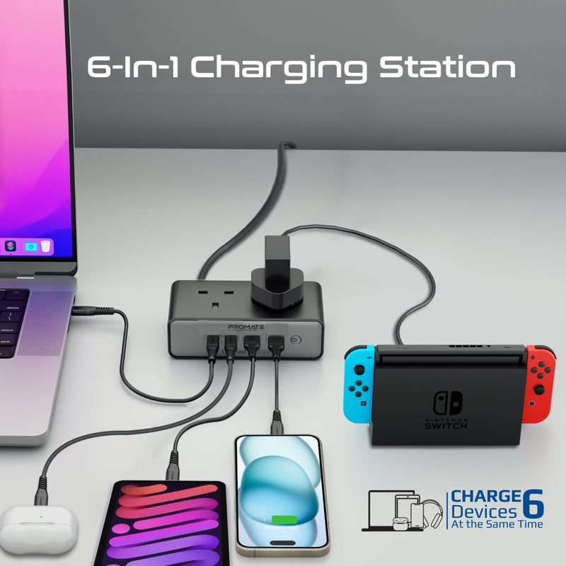 Promate Technologies -  65W Power Delivery GaNFast™ Charging Station with 3250W Dual AC Socket