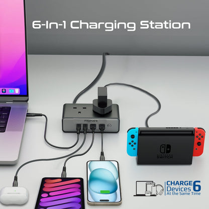 Promate Technologies -  65W Power Delivery GaNFast™ Charging Station with 3250W Dual AC Socket