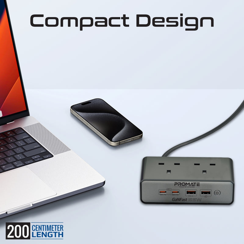Promate Technologies -  65W Power Delivery GaNFast™ Charging Station with 3250W Dual AC Socket