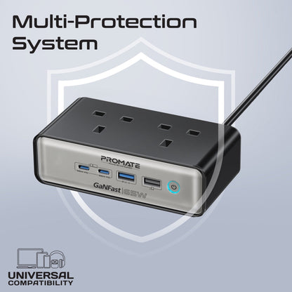 Promate Technologies -  65W Power Delivery GaNFast™ Charging Station with 3250W Dual AC Socket