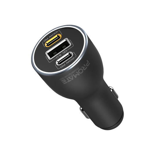 Promate Technologies - 120W RapidCharge™ Car Charger with Dual Power Delivery and Quick Charg