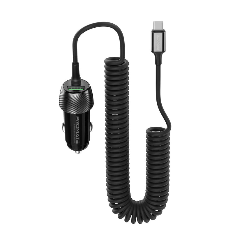 Promate Technologies - 33W Quick Charging Car Charger with USB-C Cable